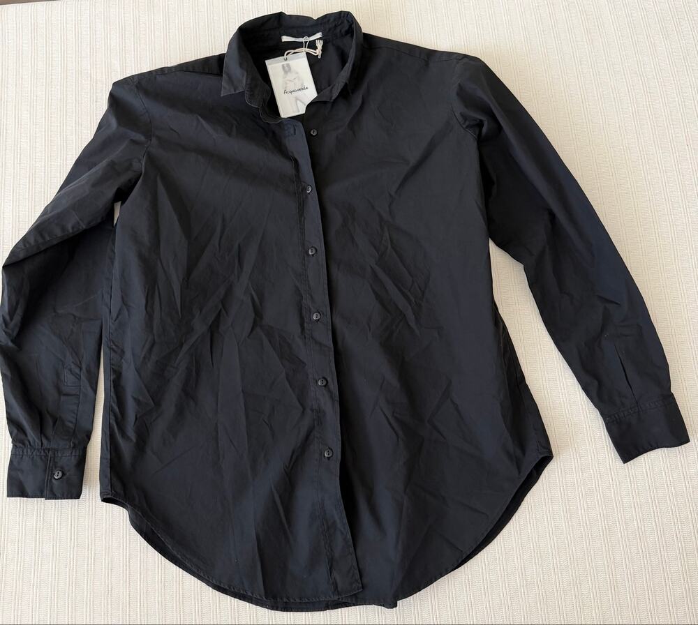 Acquaverde Black Stone Gabardine Button Up Shirt M